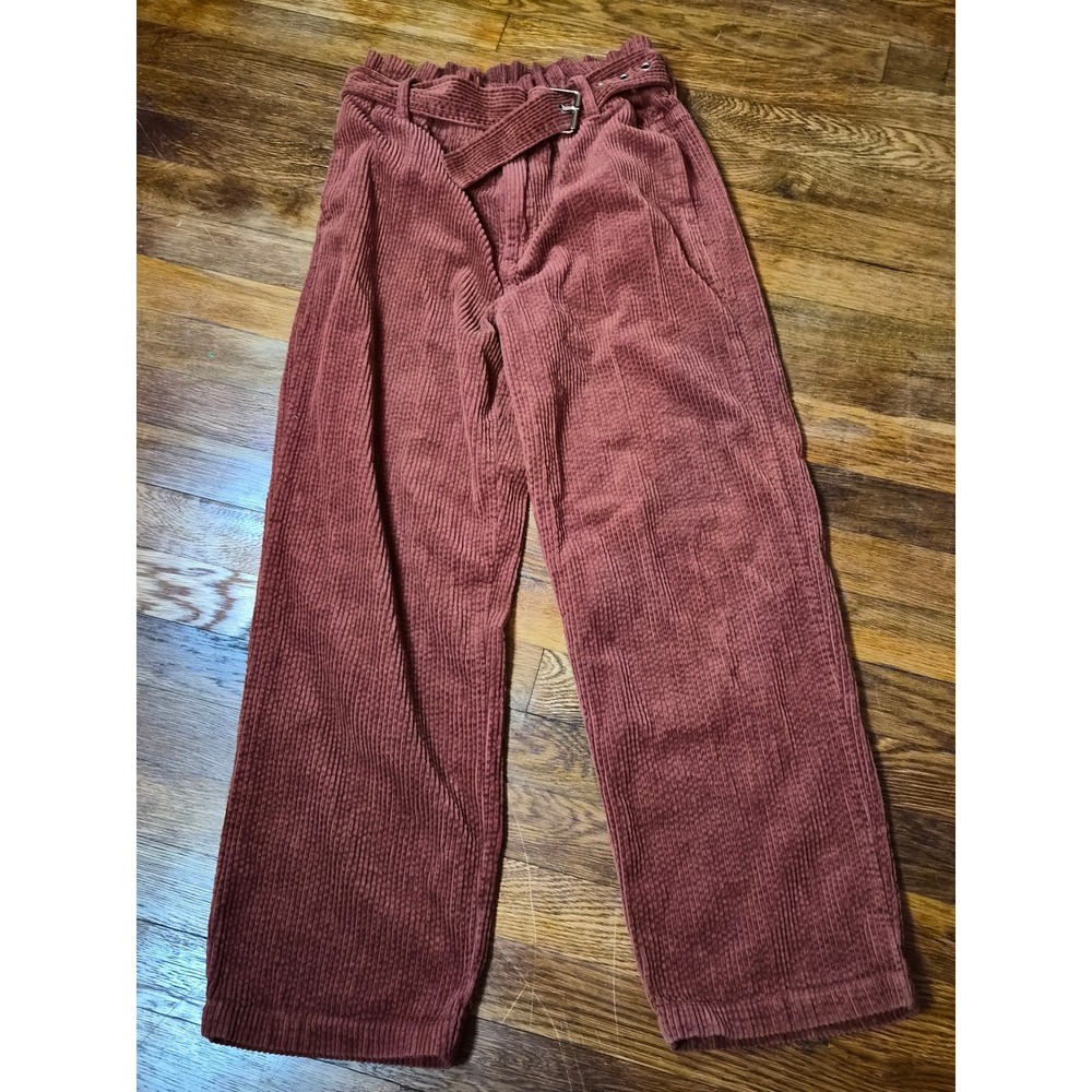 BLANKNYC Rust Brown Corduroy Wide Leg Paperbag Waist Belted Pants 26 05TM3018